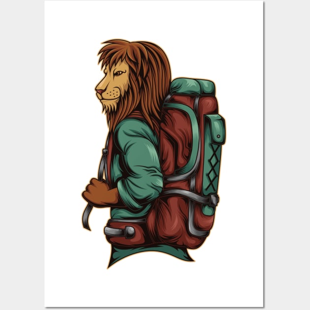 Backpacker Lion Wall Art by JagatKreasi